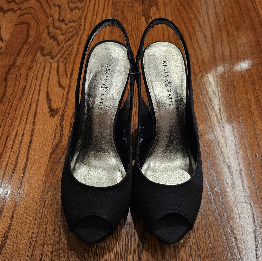 Kelly & Katie Black Peep Toe Heels